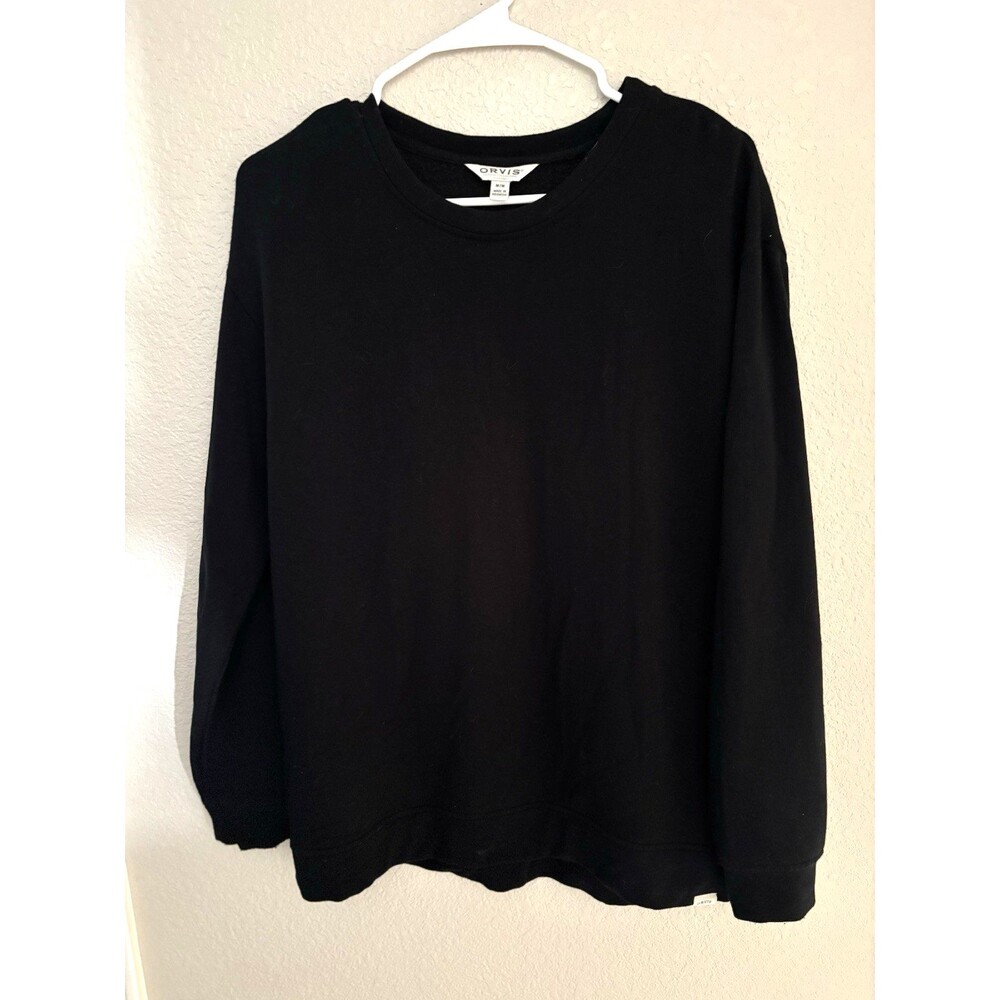 Orvis Black Long Sleeve Crewneck Sweater Women's Size Medium Classic Soft Warm